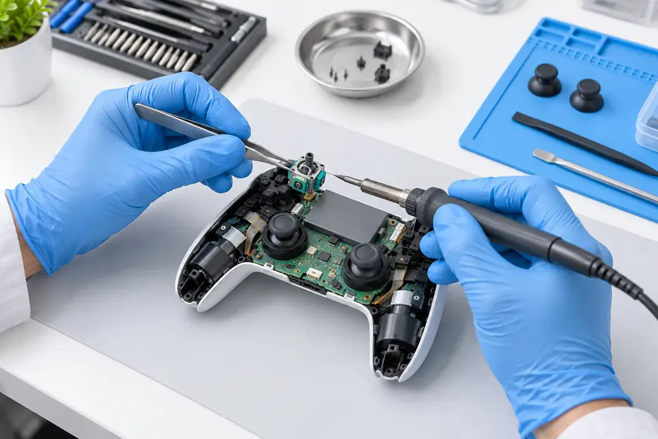 Replacing the analogue stick in an opened gaming controller