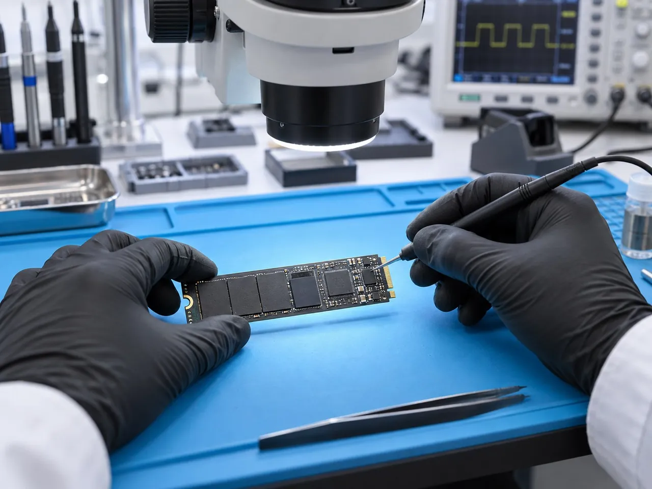 Laboratory diagnostics of SSD and NVMe memory chips