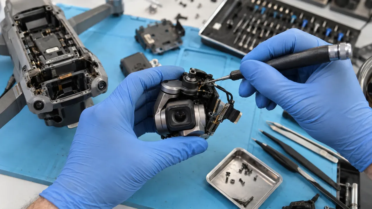 Repair of a disassembled DJI drone gimbal and camera module
