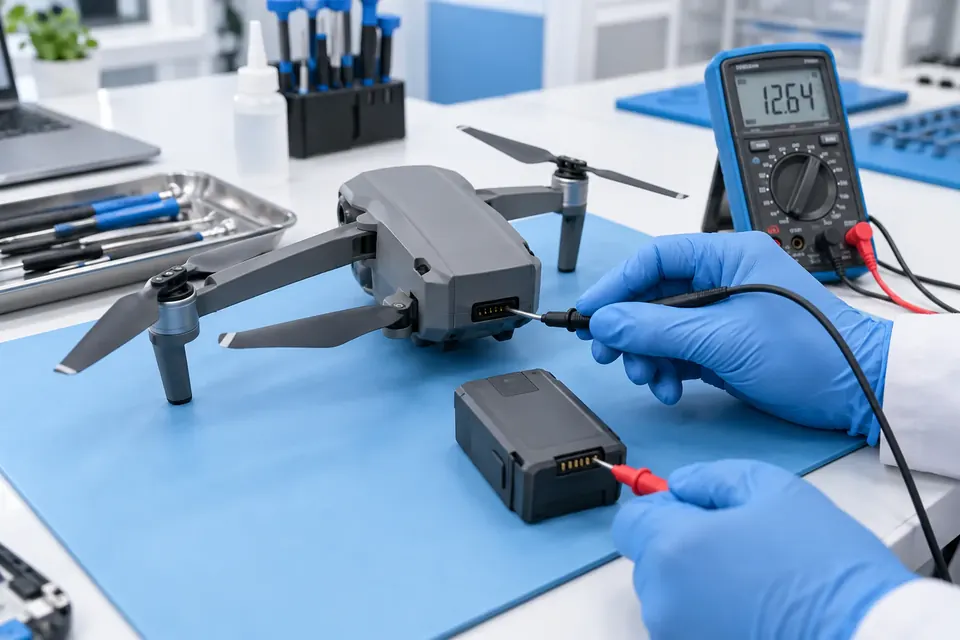 Diagnostics of the drone's intelligent battery and charger