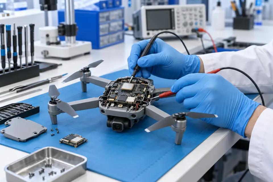 Diagnostics of the drone's GPS, IMU and compass sensors