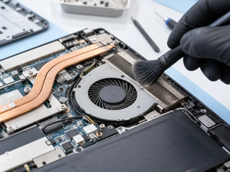 Laptop fan and cooling system cleaning