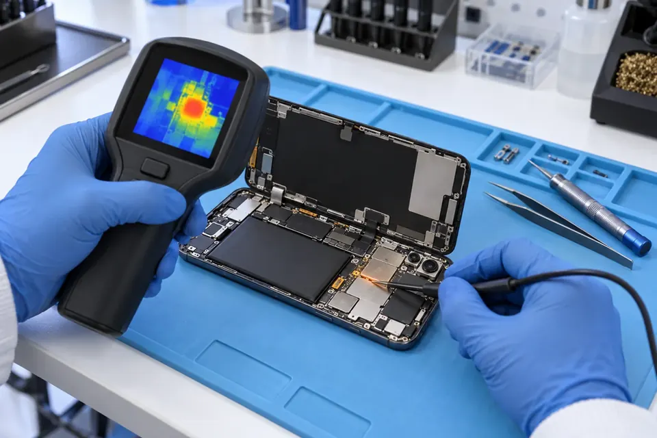 Thermal and electronic diagnostics for smartphone overheating